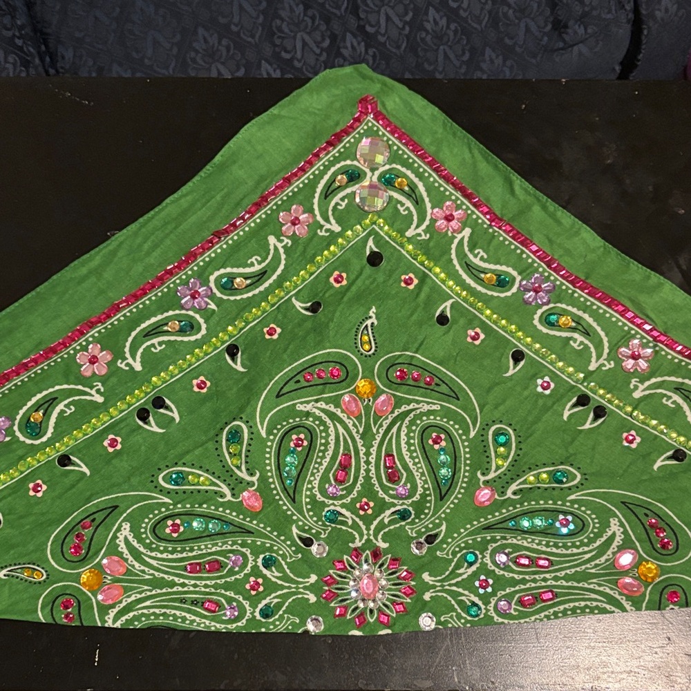 Embellished Green Bandana